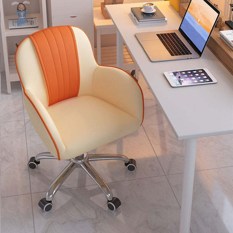 Scandinavian Curved PU Leather Steel Desk Chair