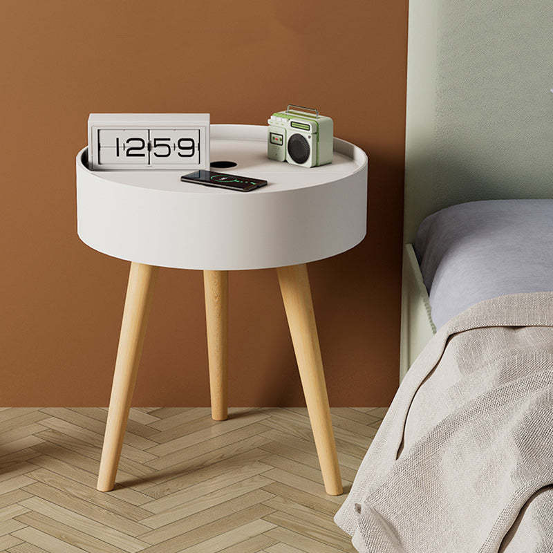 Minimalist Nightstand Wireless Charging — With Mobile Phone Wireless Charging / White