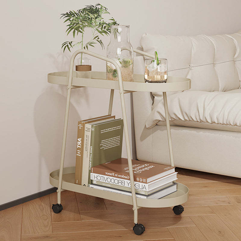 Minimalist Long Oval Iron 2-Tier End Table
