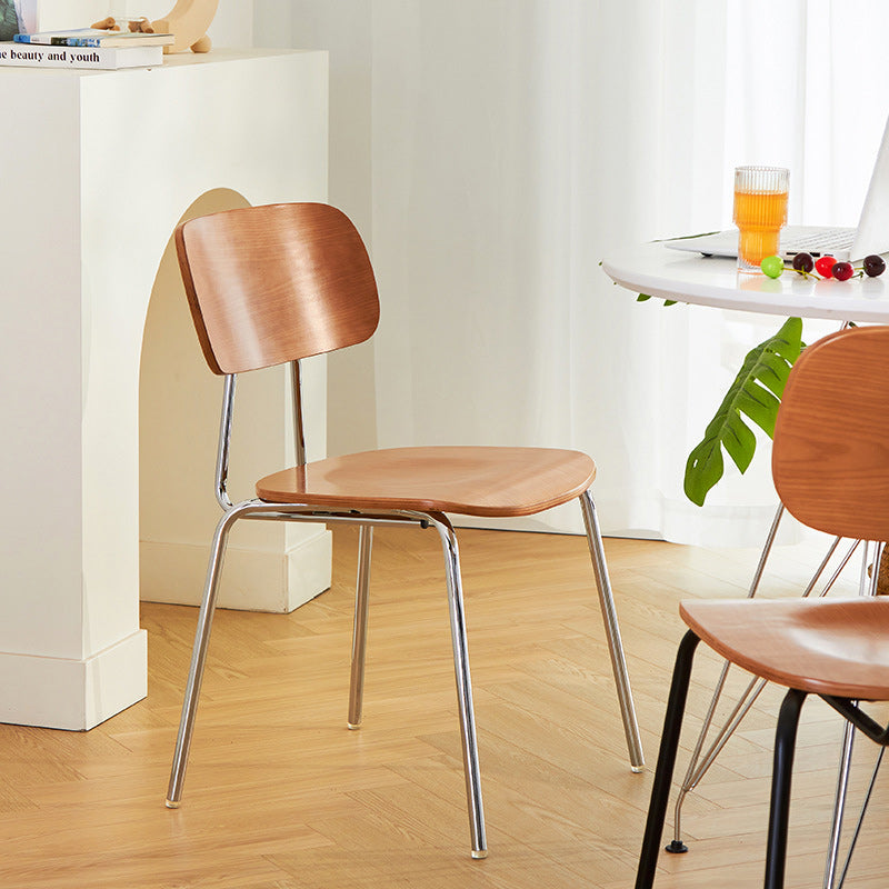 Minimalist Curved Wood Iron Plastic Dining Chair