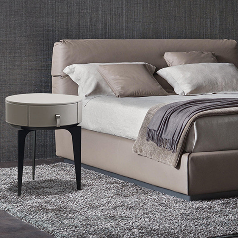 Modern Microfiber Leather Solid Wood Nightstand