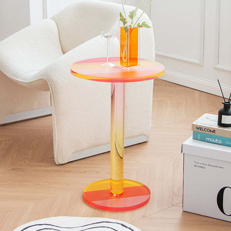 Contemporary Marble Acrylic Column End Table