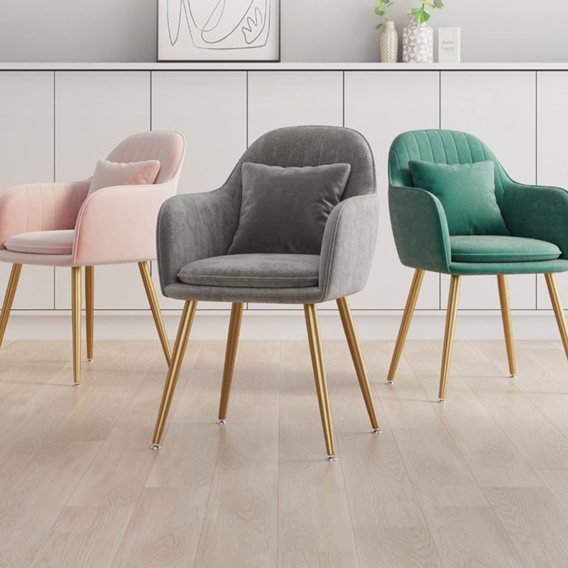 Nordic Striped Velvet Steel Dining Chair