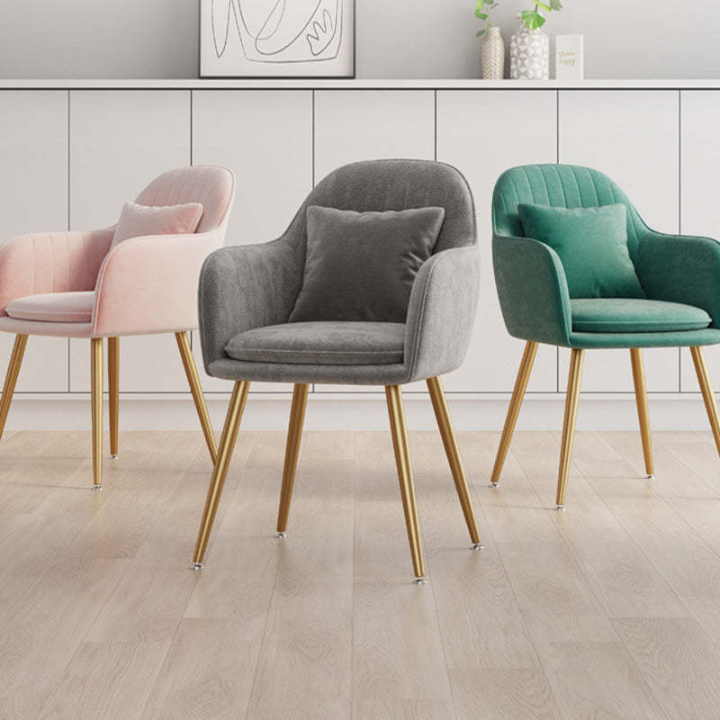 Nordic Striped Velvet Steel Dining Chair — Without Pillow / Pink + Black Frame