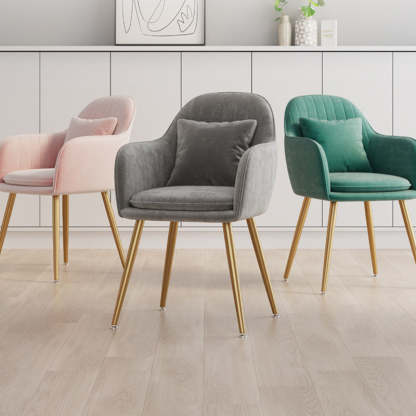 Nordic Striped Velvet Steel Dining Chair — Without Pillow / Pink + Black Frame