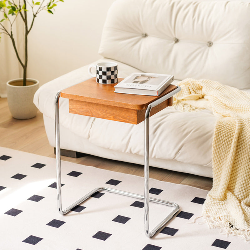 Minimalist Wood Steel End Table