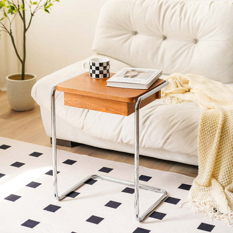 Minimalist Wood Steel End Table