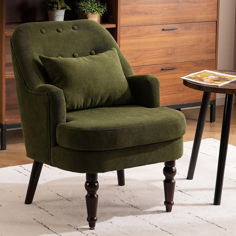 Vintage Corduroy Rubberwood Accent Chair — Without Footrest / Gray