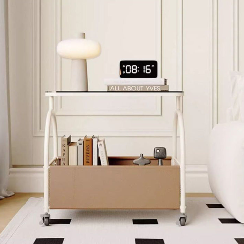 Minimalist Iron Leather Rectangular Coffee Table 1-Storage