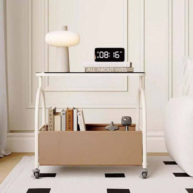 Minimalist Iron Leather Rectangular Coffee Table 1-Storage