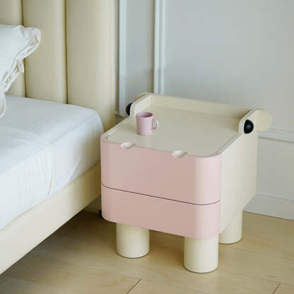 Nordic Kids Cubic Hippo Wood 2-Drawer Nightstand — White & Gray