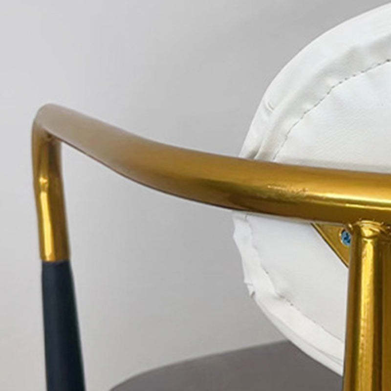Upholstered Leather Metal Curved Dining Chair