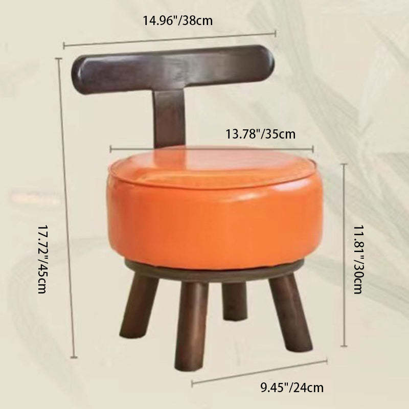Contemporary Round Wood Footstool