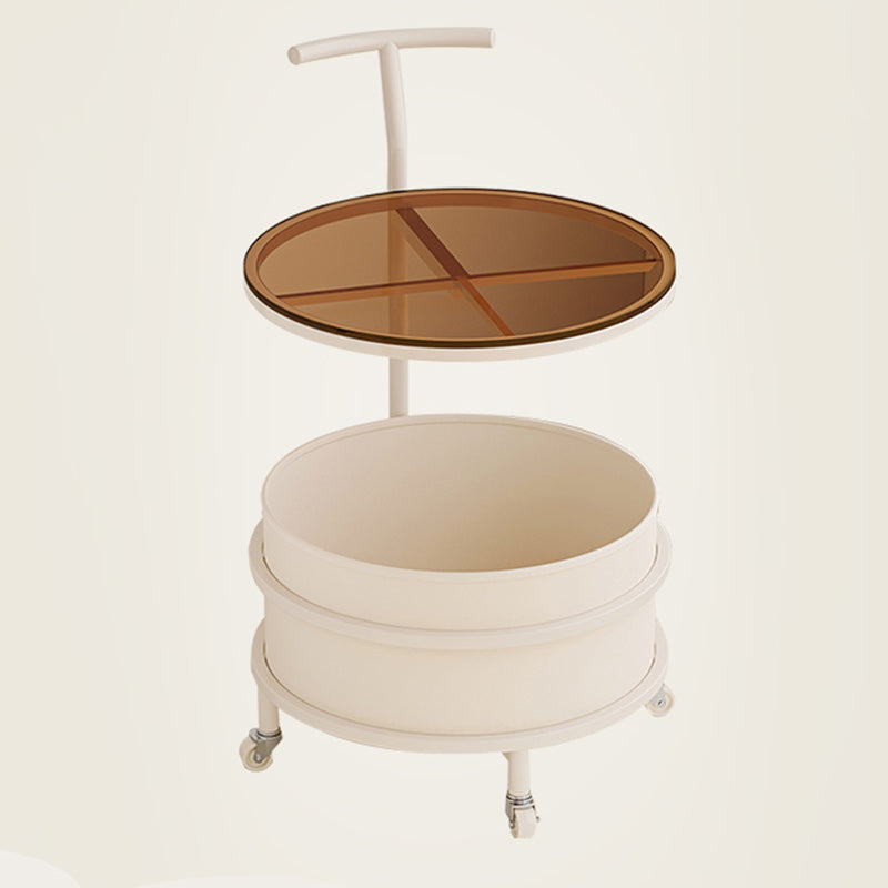 Contemporary Luxury Steel Glass 2-Tier End Table