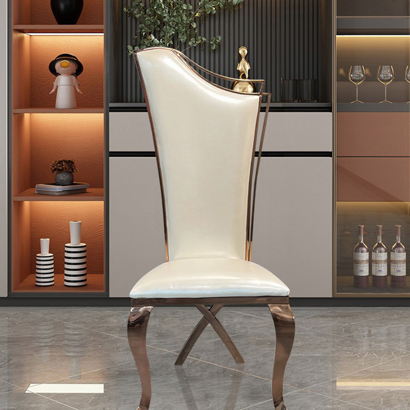 Scandinavian Trapezoidal Leather Metal Dining Chair - Special