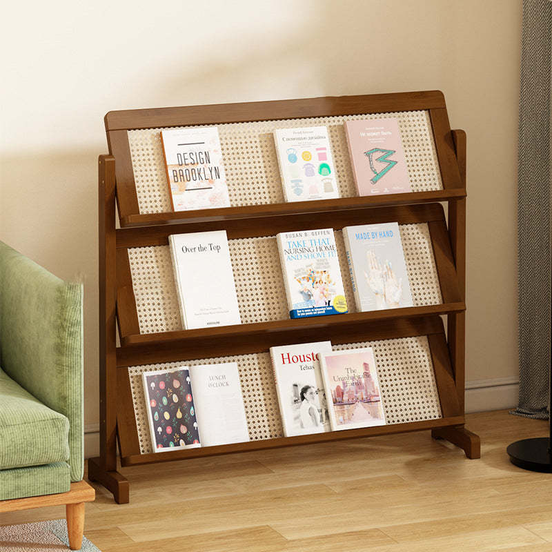 Oblique Bamboo Rattan Woven Bookshelf 3-Tier — Rattan Weaving