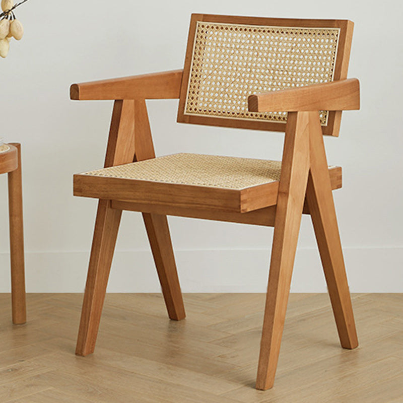 Japanese Rattan Wood V-Frame Dining Chair