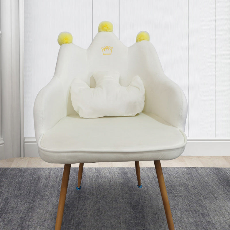 Contemporary Curved Iron Fabric Wood Armchair