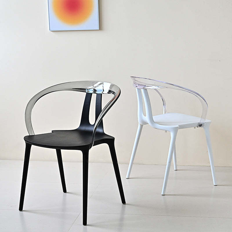 Minimalist Curve Frame Plastic Dining Armchair