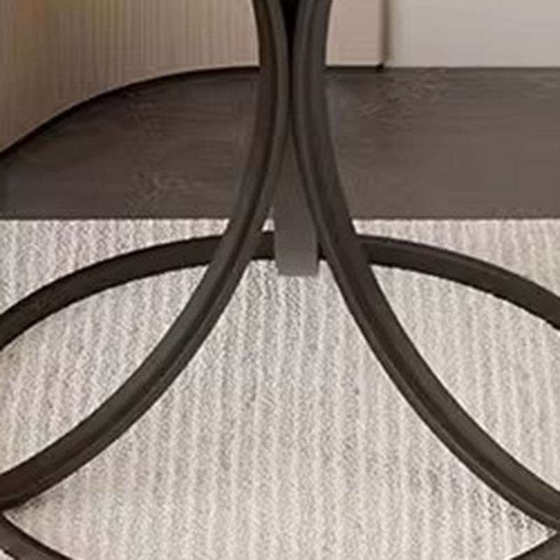 Contemporary Round Rock Slab Iron End Table
