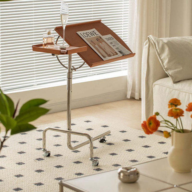 Nordic Wood Steel Liftable End Table — Black