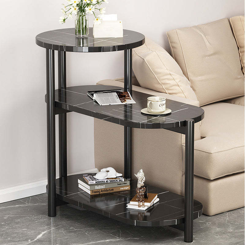 Creative 3-tier oval end & side tables in iron — Black / Black