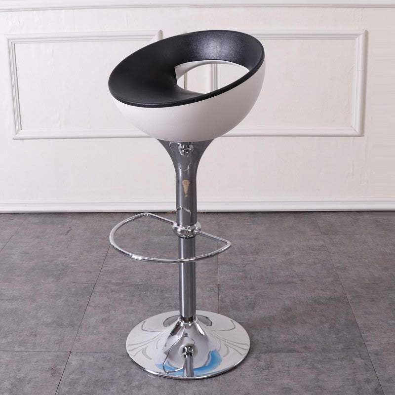 Modern Round Iron Swivel Bar Stool — Black