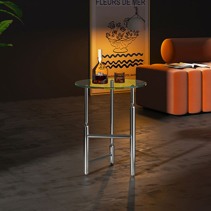 Minimalist Cylinder Glass Iron End Table
