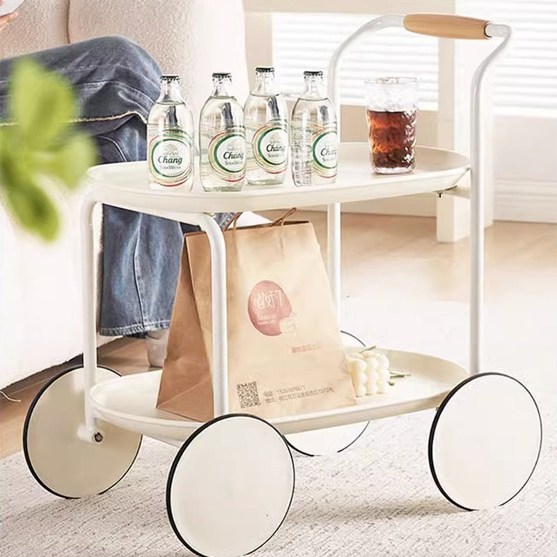 Minimalist Round Acrylic Metal 2-Tier End Table