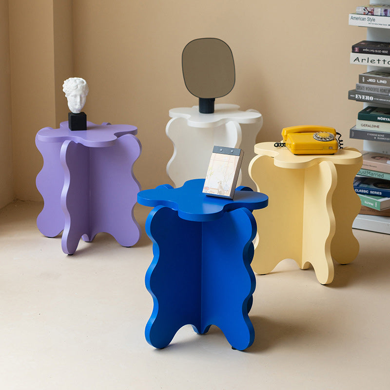 Contemporary Wave Petal Fiberboard End Table