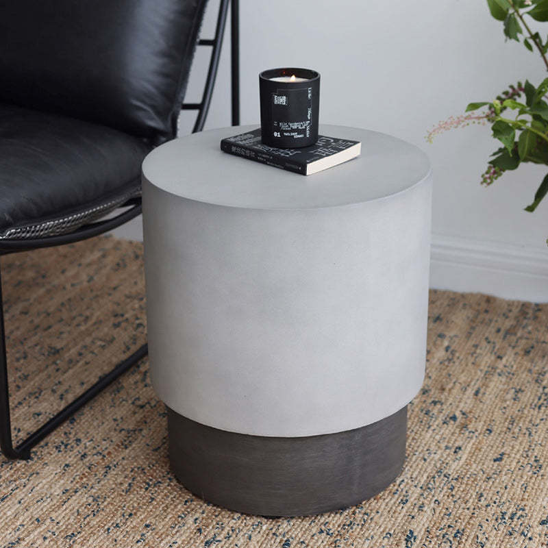Industrial Cylindrical Magnesium Oxide End Table