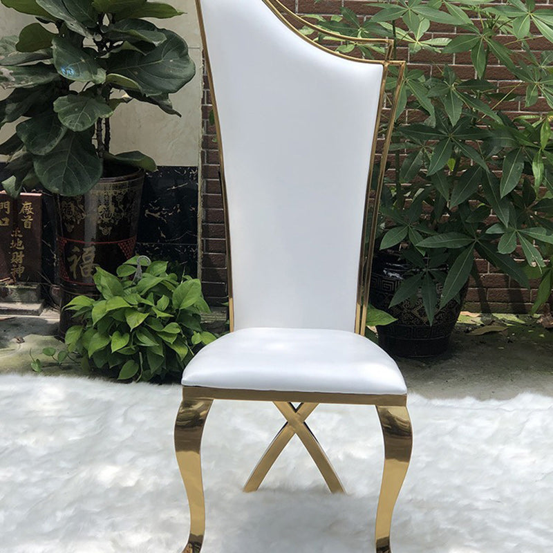 Scandinavian Trapezoidal Leather Metal Dining Chair