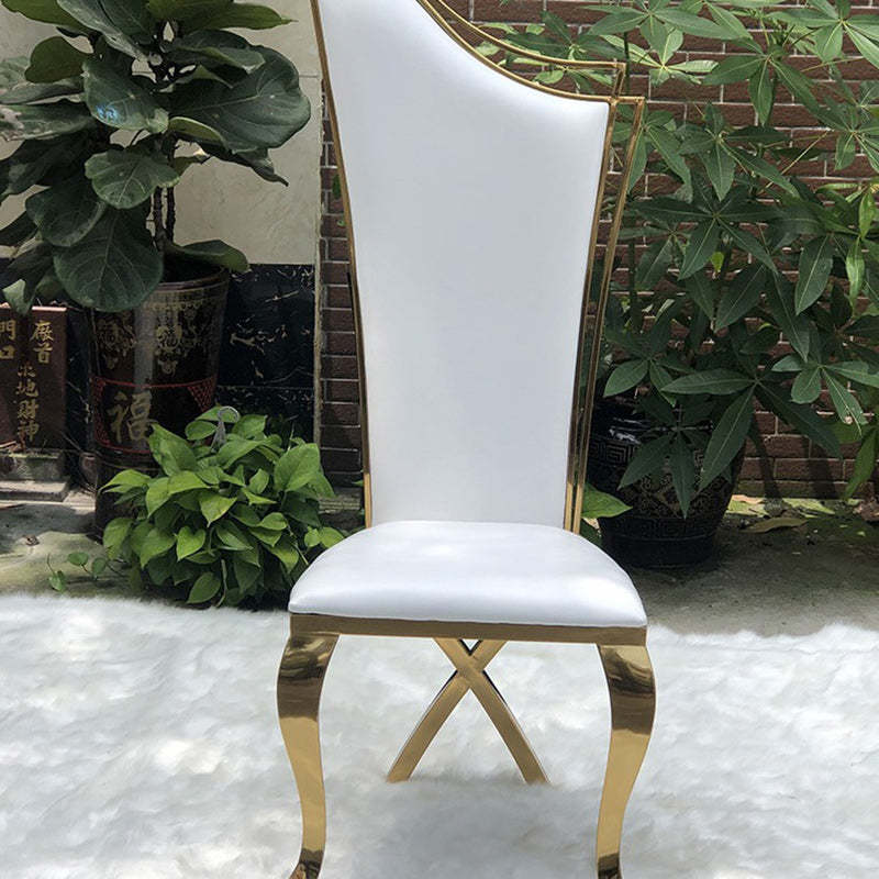 Scandinavian Trapezoidal Leather Metal Dining Chair