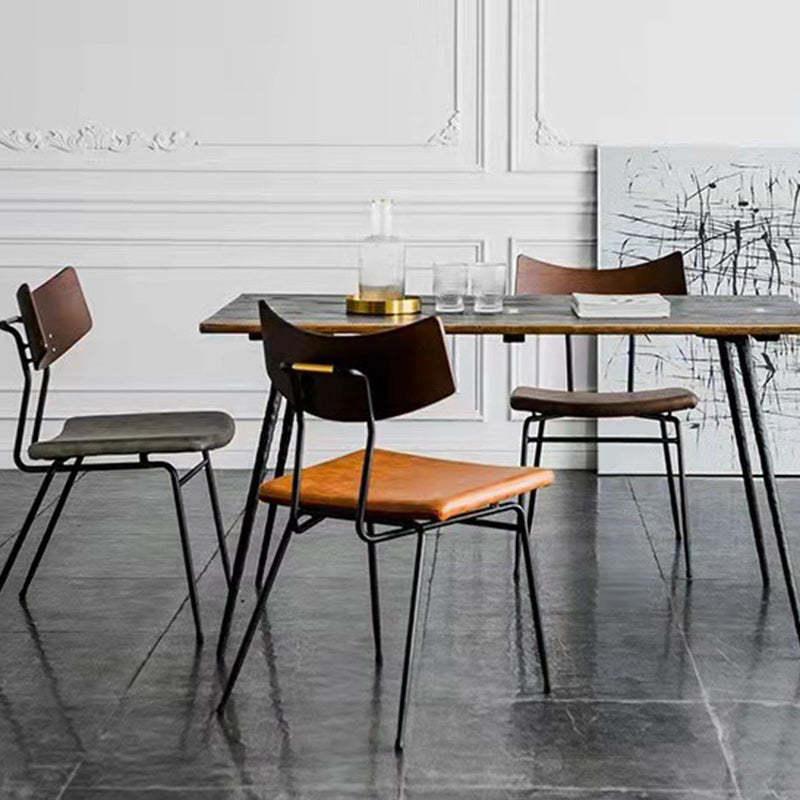 Industrial Curved PU Leather Dining Chair