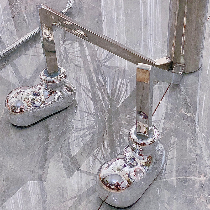 Contemporary Mouse Glass Steel Round End Table 1-Tray