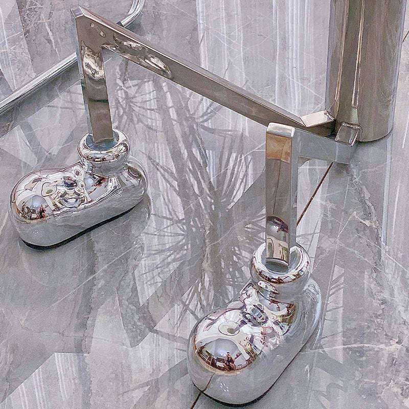 Contemporary Mouse Glass Steel Round End Table 1-Tray