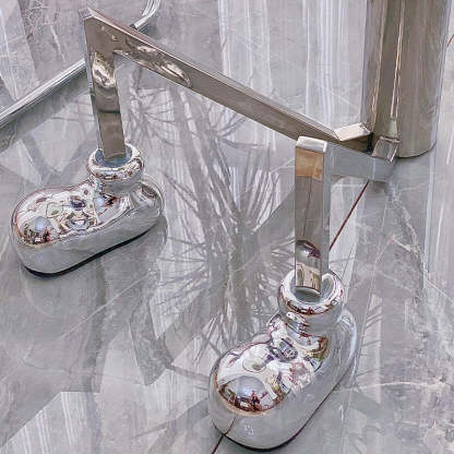 Contemporary Mouse Glass Steel Round End Table 1-Tray