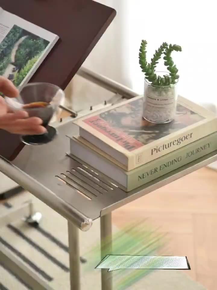 Scandinavian Wood Iron Rectangular End Table 1-Tier