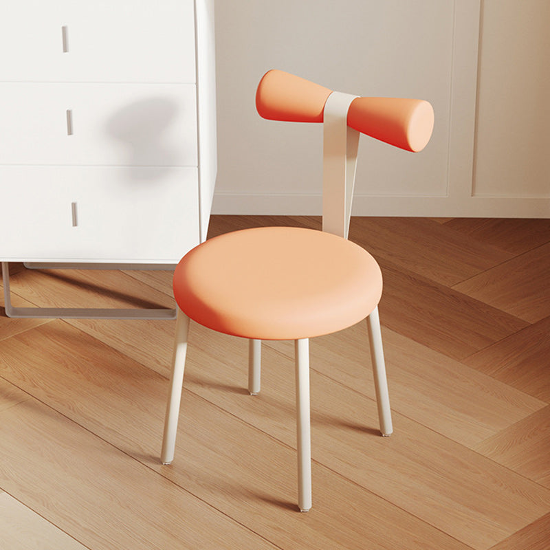 Art Deco Cream Candy Fabric Vanity Stool — Milk Tea Color
