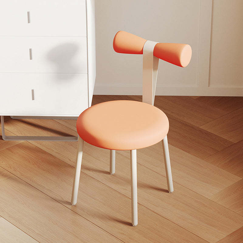 Art Deco Cream Candy Fabric Vanity Stool — Milk Tea Color
