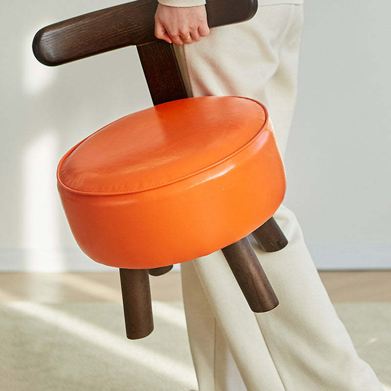 Contemporary Round Wood Footstool | Lighom