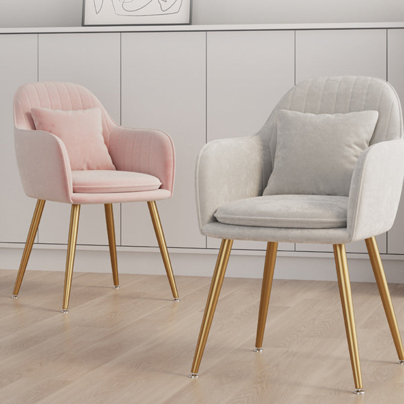 Nordic Striped Velvet Steel Dining Chair — Without Pillow / Purple + Black Frame