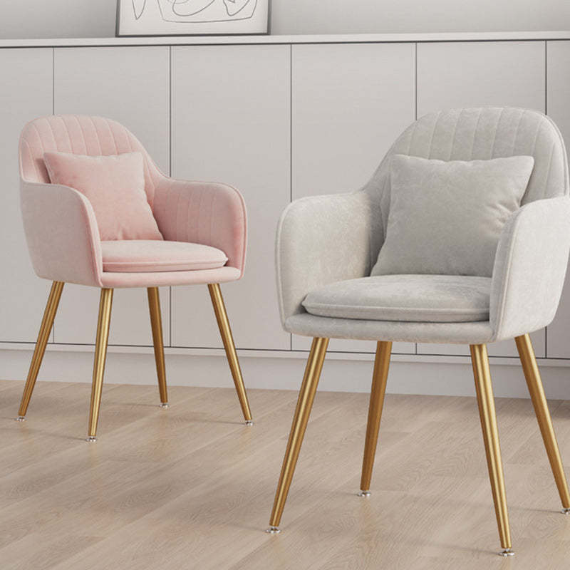 Nordic Striped Velvet Steel Dining Chair — Without Pillow / Purple + Black Frame