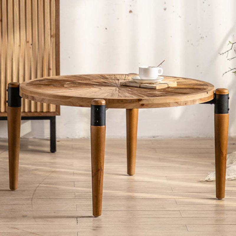 Rustic Round Wood Iron Coffee Table