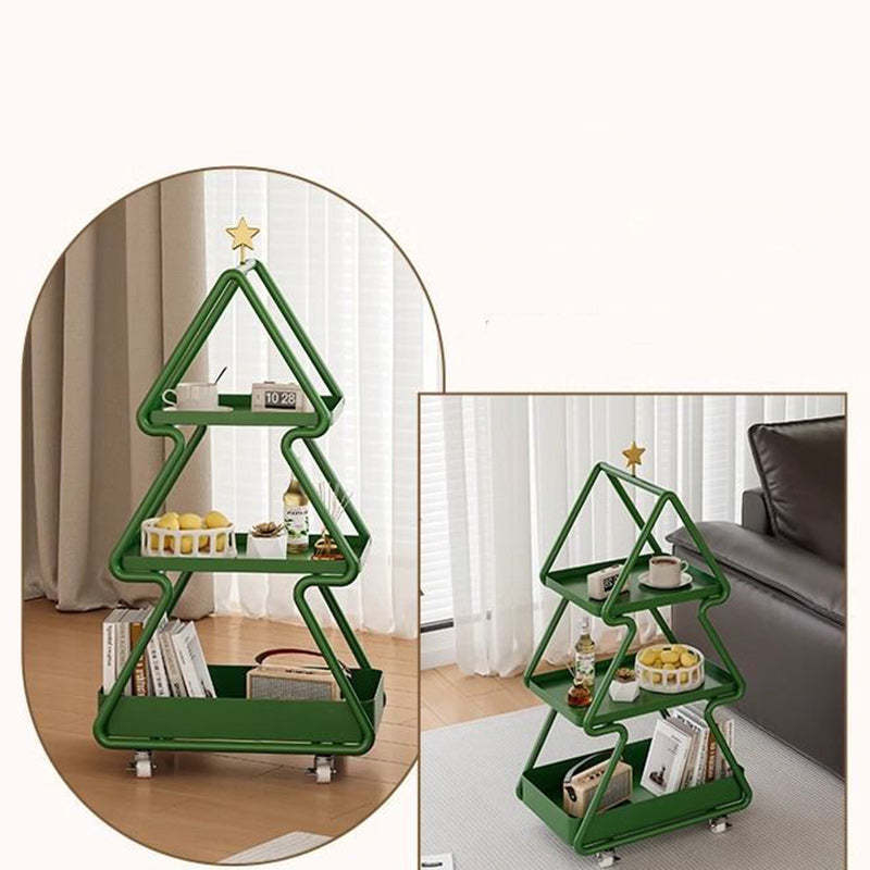 Modern Art Deco Christmas Tree Glass Side Table 3-Tier