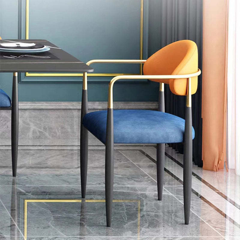 Minimalist Oval Velvet Dining Chair — Orange + Blue