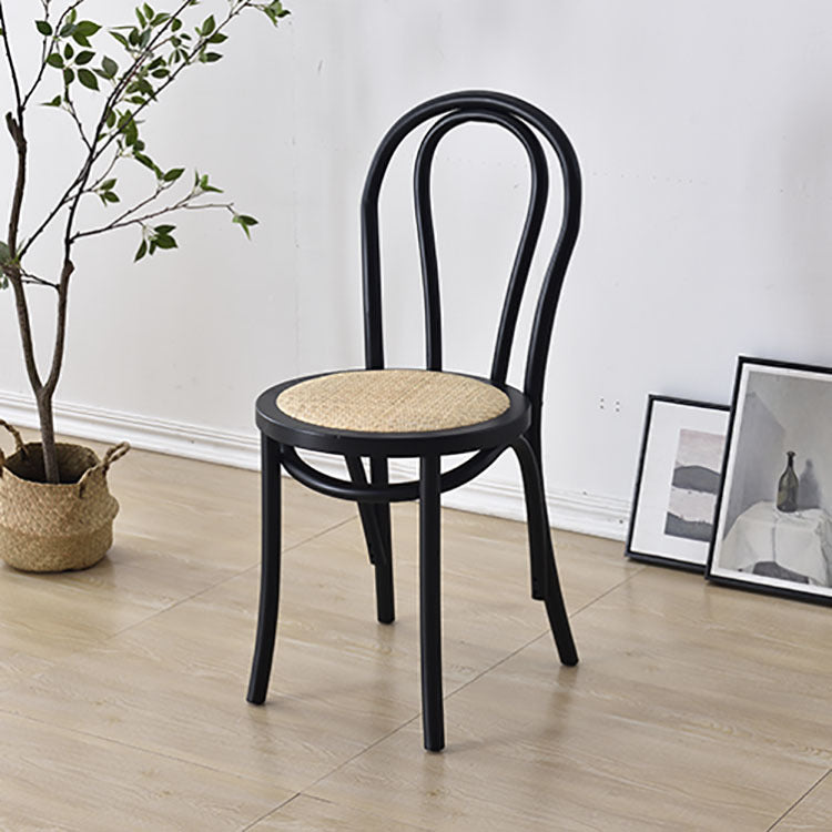 Chinese Wood Rattan Four-Leg Dining Chair