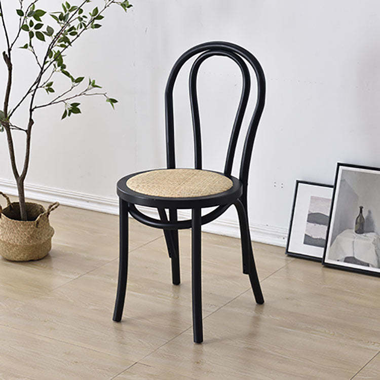 Chinese Wood Rattan Four-Leg Dining Chair
