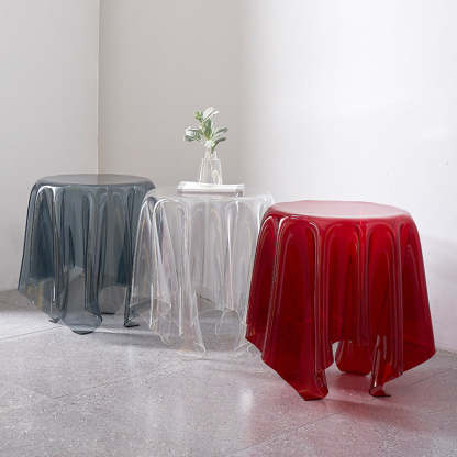 Scandinavian Round Tablecloth Acrylic End Table — Red