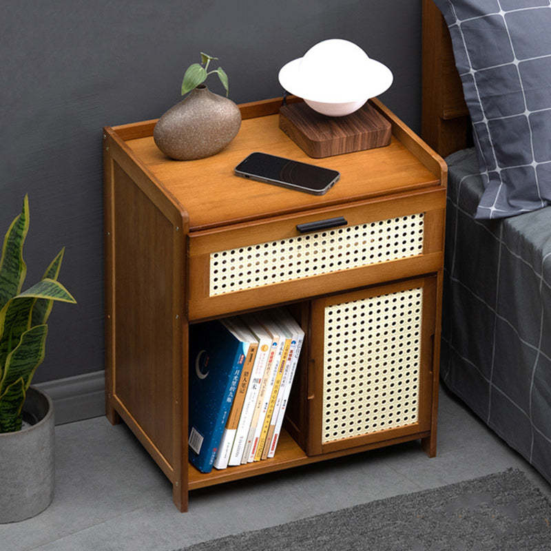 Vintage Wood Bamboo Plastic Nightstand